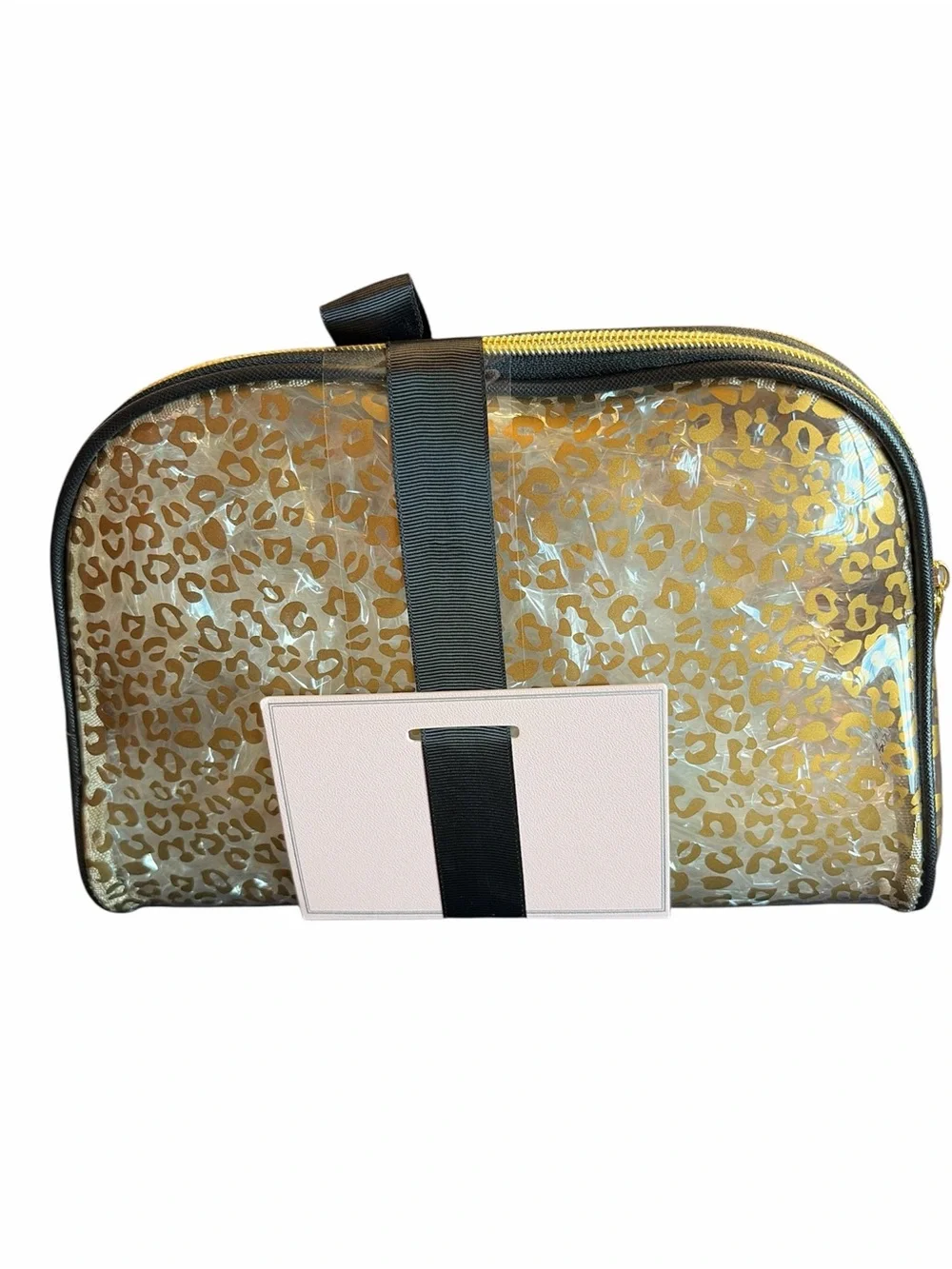 Juicy Couture Gold Leopard Print Cosmetic Case Set with Black Trim